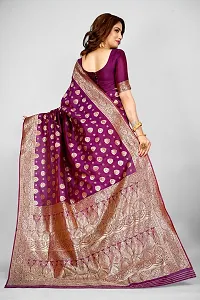 Stylish Art Silk Zari Work Saree With Blouse Piece For Women-thumb1