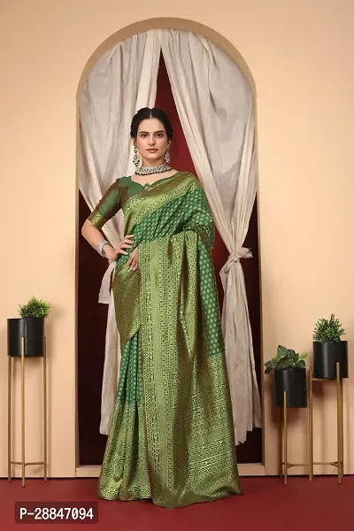 Stylish Green Art Silk Saree With Blouse Piece For Women-thumb0