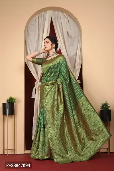 Stylish Green Art Silk Saree With Blouse Piece For Women-thumb2