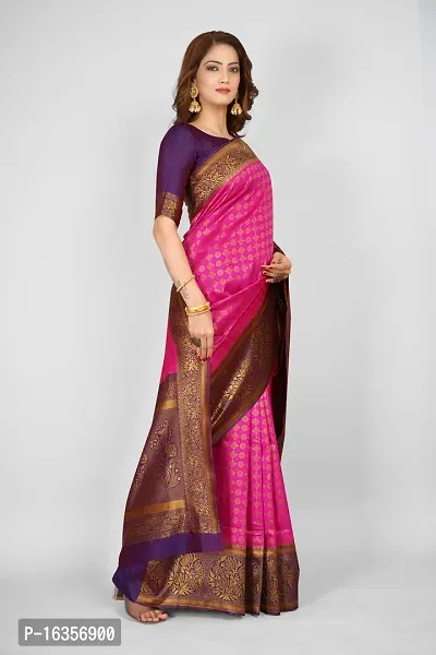 Stylish Art Silk Zari Work Saree With Blouse Piece For Women-thumb4