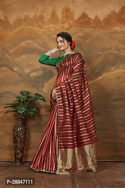 Stylish Maroon Art Silk Saree With Blouse Piece For Women-thumb3