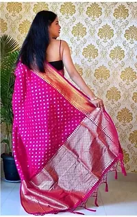 Stylish Silk Blend Zari Saree With Blouse Piece For Women-thumb1