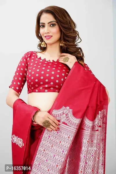 Stylish Art Silk Zari Work Saree With Blouse Piece For Women-thumb5