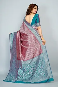 Stylish Silk Blend Zari Saree With Blouse Piece For Women-thumb1