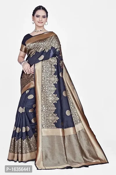 Stylish Art Silk Zari Work Saree With Blouse Piece For Women