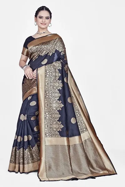 Attractive Silk Blend Saree with Blouse piece 