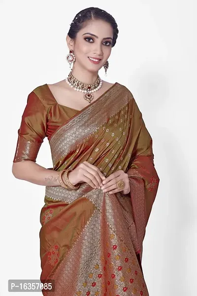 Stylish Art Silk Zari Work Saree With Blouse Piece For Women-thumb3