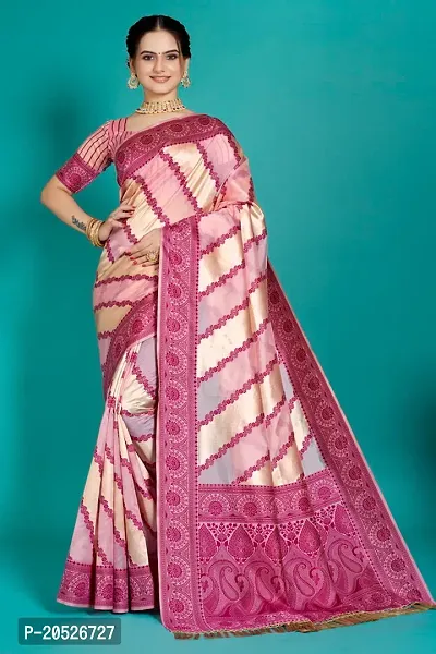 Stylish Silk Blend Zari Saree With Blouse Piece For Women