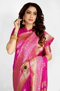 Stylish Silk Blend Zari Saree With Blouse Piece For Women-thumb4