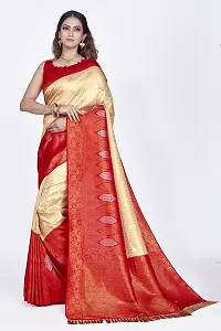 Stylish Silk Blend Zari Saree With Blouse Piece For Women-thumb3