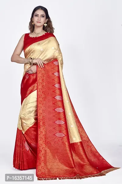 Stylish Silk Blend Zari Saree With Blouse Piece For Women-thumb4