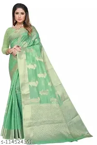 Stylish Silk Blend Zari Saree With Blouse Piece For Women-thumb1