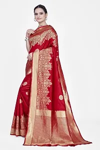 Stylish Art Silk Zari Work Saree With Blouse Piece For Women-thumb1