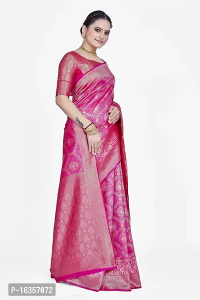 Stylish Art Silk Zari Work Saree With Blouse Piece For Women-thumb5