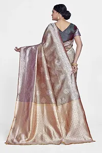 Stylish Silk Blend Zari Saree With Blouse Piece For Women-thumb1