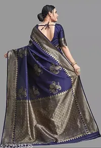 Stylish Silk Blend Zari Saree With Blouse Piece For Women-thumb1