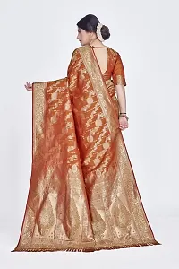 Stylish Art Silk Zari Work Saree With Blouse Piece For Women-thumb1