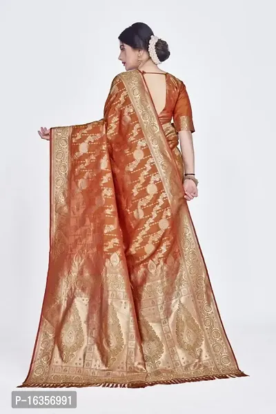 Stylish Art Silk Zari Work Saree With Blouse Piece For Women-thumb2