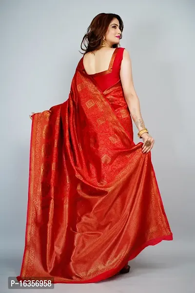 Stylish Art Silk Zari Work Saree With Blouse Piece For Women-thumb2