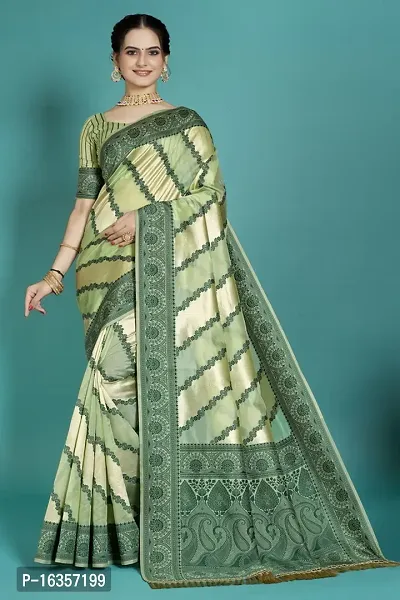 Stylish Silk Blend Zari Saree With Blouse Piece For Women