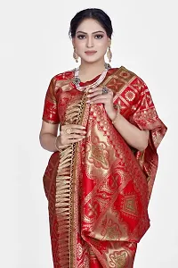 Stylish Art Silk Zari Work Saree With Blouse Piece For Women-thumb2