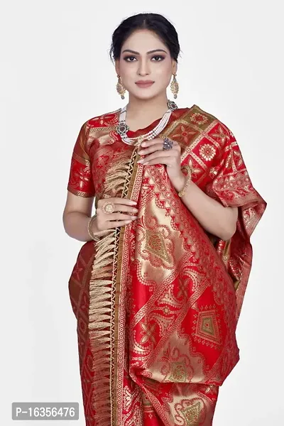 Stylish Art Silk Zari Work Saree With Blouse Piece For Women-thumb3