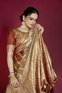 Stylish Silk Blend Zari Saree With Blouse Piece For Women-thumb2