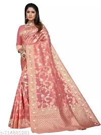 Stylish Silk Blend Zari Saree With Blouse Piece For Women-thumb1