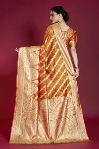 Stylish Silk Blend Zari Saree With Blouse Piece For Women-thumb1