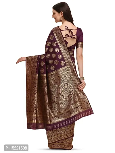 HOMIGOZ Purple Colored Kanjeevaram Silk Zari Woven Saree With Blouse Piece-thumb3
