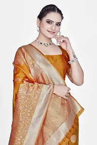 Stylish Silk Blend Zari Saree With Blouse Piece For Women-thumb2