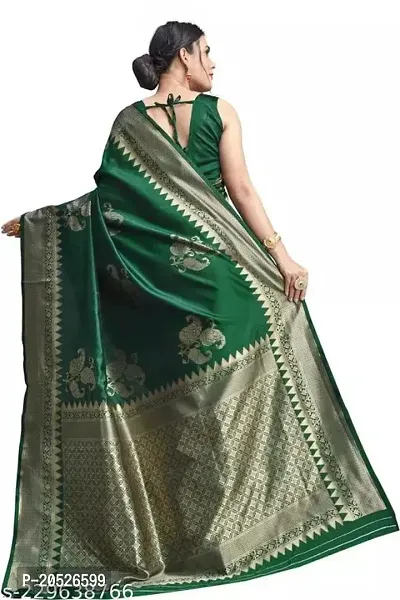 Stylish Silk Blend Zari Saree With Blouse Piece For Women-thumb2