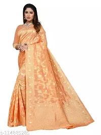 Stylish Silk Blend Zari Saree With Blouse Piece For Women-thumb1