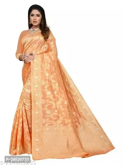 Stylish Silk Blend Zari Saree With Blouse Piece For Women-thumb2