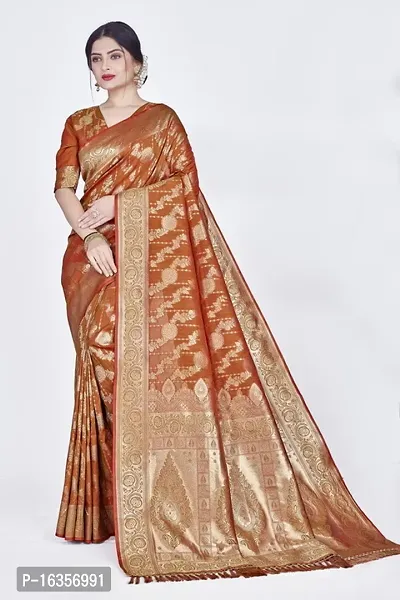 Stylish Art Silk Zari Work Saree With Blouse Piece For Women-thumb0