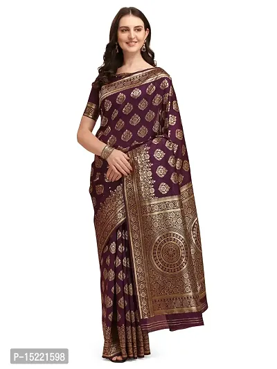 HOMIGOZ Purple Colored Kanjeevaram Silk Zari Woven Saree With Blouse Piece-thumb0