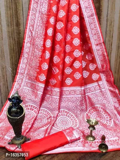Stylish Silk Blend Zari Saree With Blouse Piece For Women-thumb0