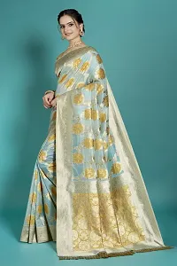 Stylish Silk Blend Zari Saree With Blouse Piece For Women-thumb3