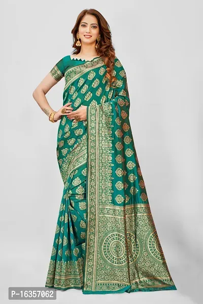 Stylish Art Silk Zari Work Saree With Blouse Piece For Women