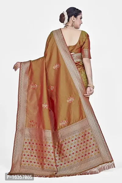 Stylish Art Silk Zari Work Saree With Blouse Piece For Women-thumb2