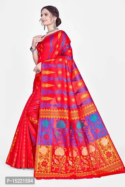 HOMIGOZ Silk Blend Banarasi Saree With Unstitched Blouse Piece-thumb5