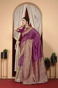 Stylish Purple Art Silk Saree With Blouse Piece For Women-thumb1