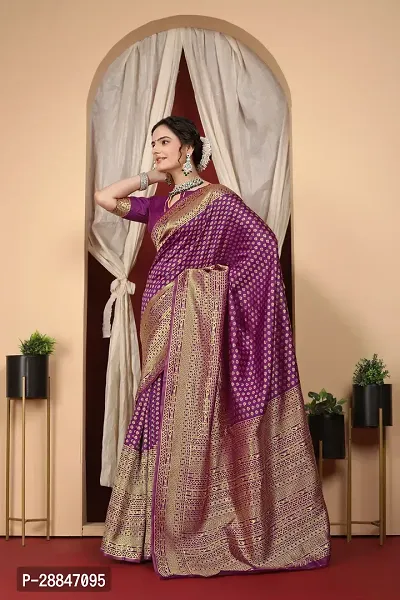 Stylish Purple Art Silk Saree With Blouse Piece For Women-thumb2