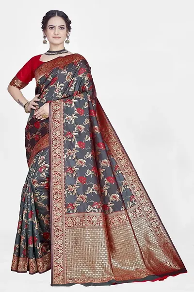 Buy Nency fashion Women's Banarasi Silk Saree With Blouse Piece