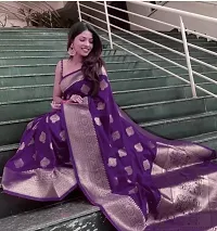 Stylish Purple Silk Blend Jacquard Saree With Blouse Piece For Women-thumb2