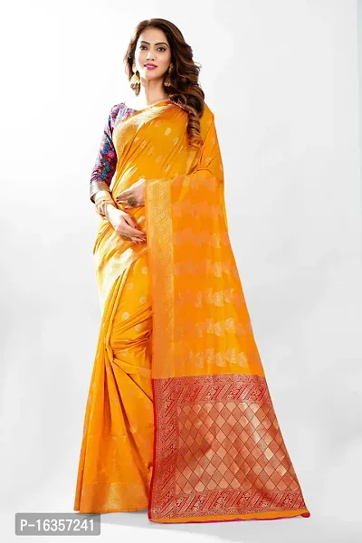 Stylish Silk Blend Zari Saree With Blouse Piece For Women