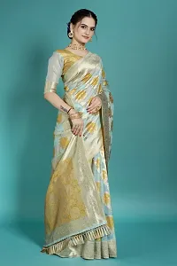 Stylish Silk Blend Zari Saree With Blouse Piece For Women-thumb4