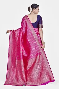 Stylish Art Silk Zari Work Saree With Blouse Piece For Women-thumb1