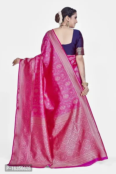 Stylish Art Silk Zari Work Saree With Blouse Piece For Women-thumb2