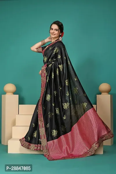 Stylish Black Art Silk Saree With Blouse Piece For Women